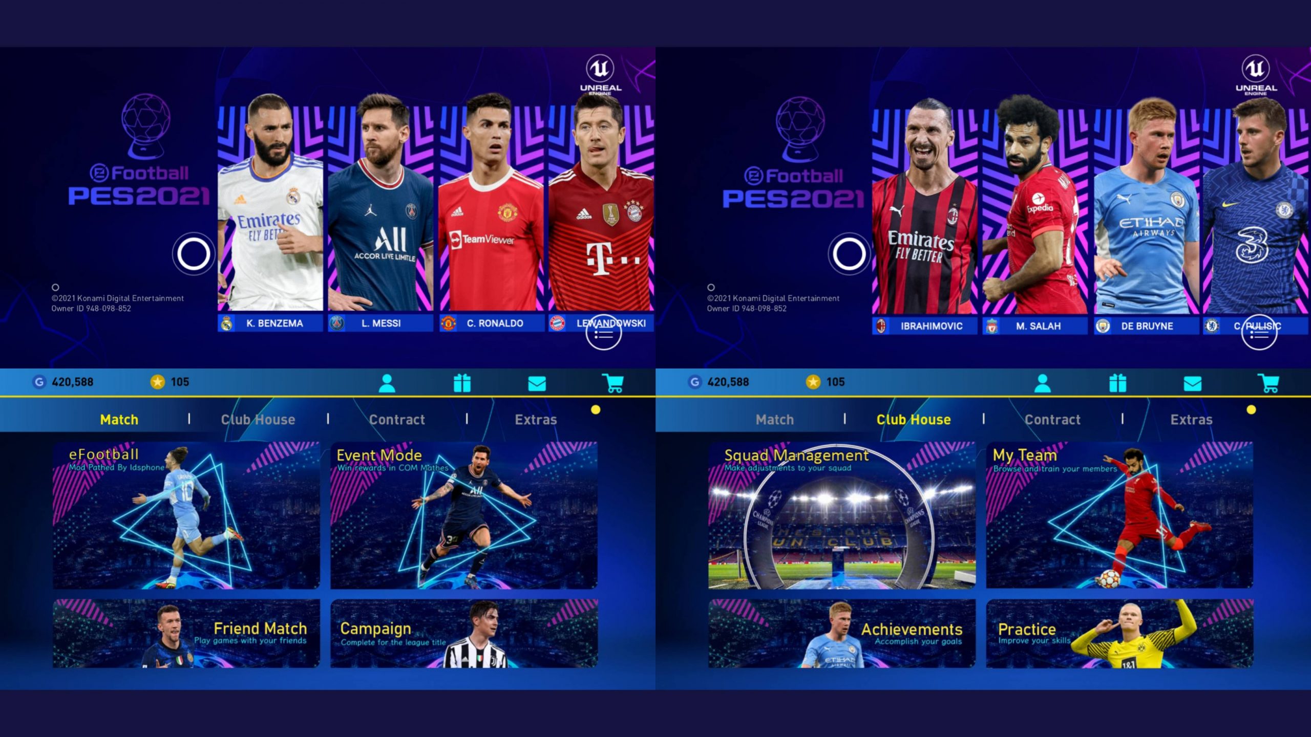 eFootball PES 2021 Mobile 5.5.0 UEFA Champions League New Season Patch Android